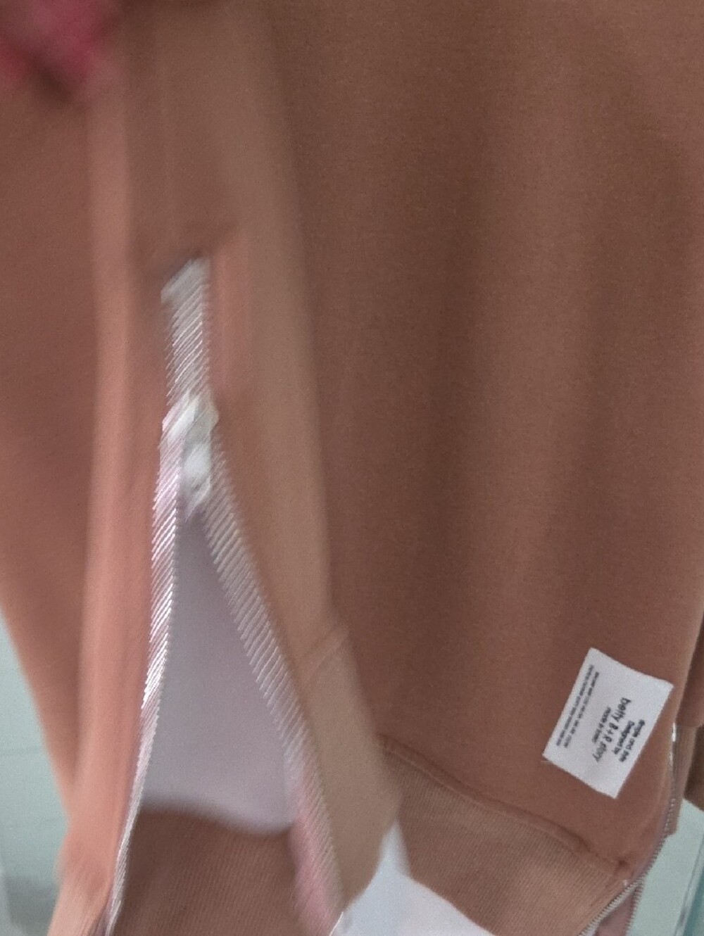 chic Tan Crewneck Sweatshirt with White Layered Hem - Picture 2 of 9
